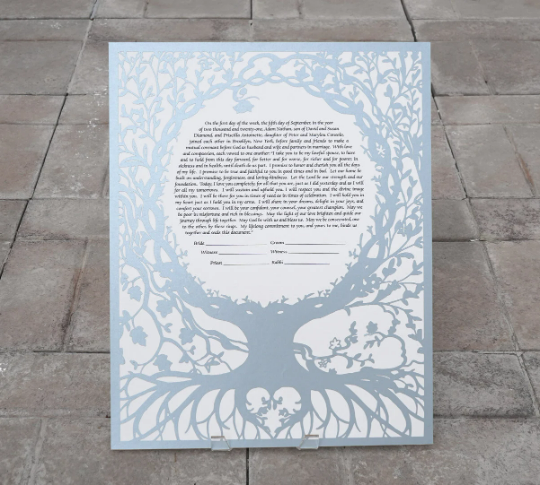 Tree of Life 2018 version - Gold or Silver Papercut Ketubah