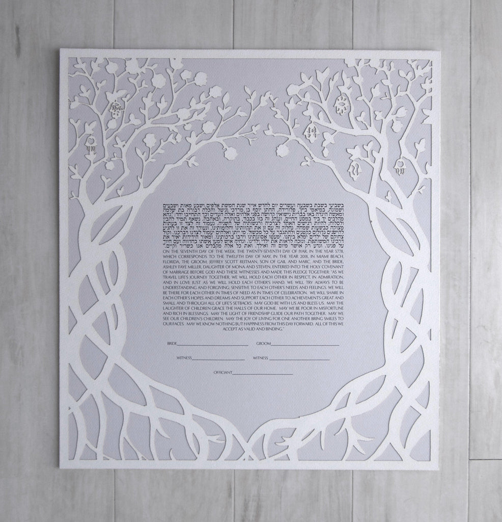 Twin Trees of Hamzas - Papercut Ketubah